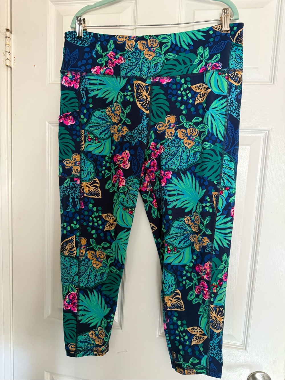 Lilly Pulitzer Weekender Midi Leggings Low Tide Navy Life of the Party size XXL